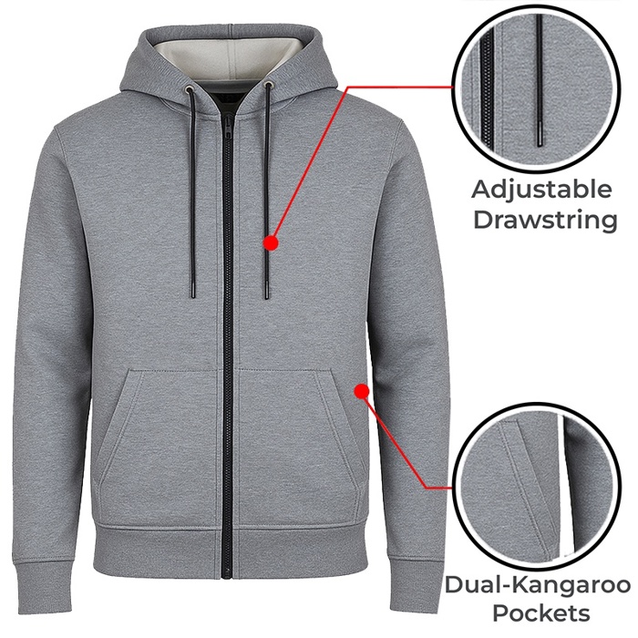 Men’s Fleece-Lined Full-Zip Hoodie (S-3XL)